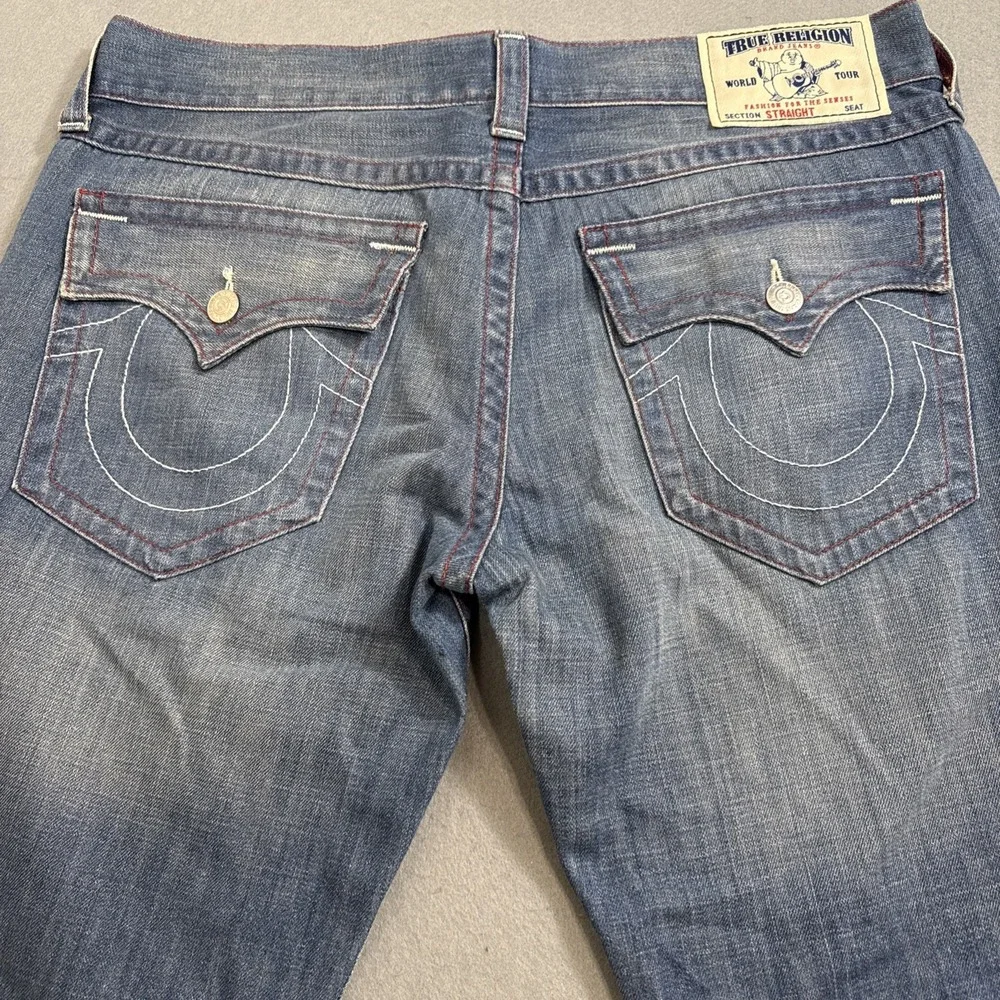 JEANS STRAIGHT True‎ Religion MENS 38X32  W/Flap CXLM DRAGONFISH